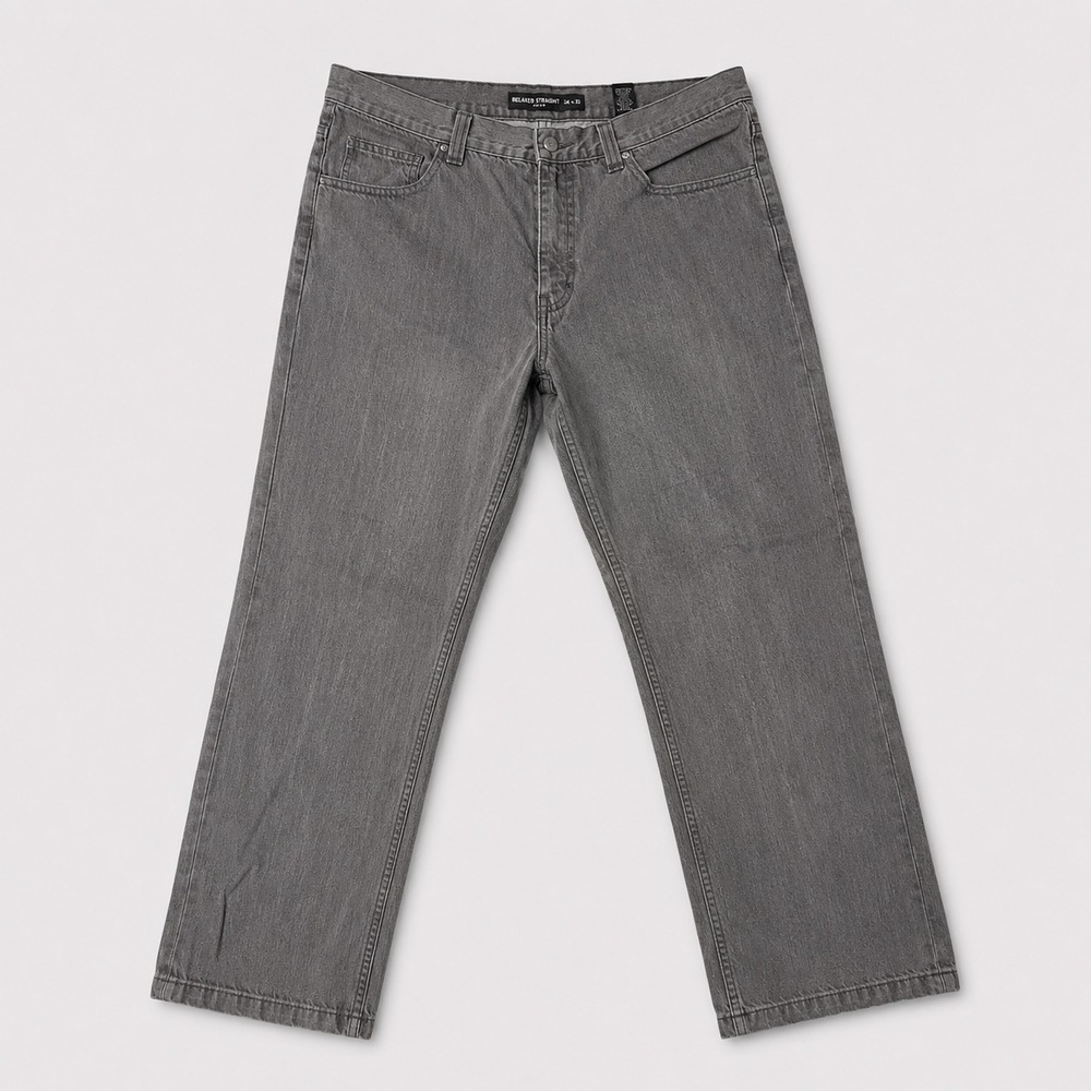 Claiborne Denim Mens 36x30 Gray Clean Fit Straight Leg Jeans Pants